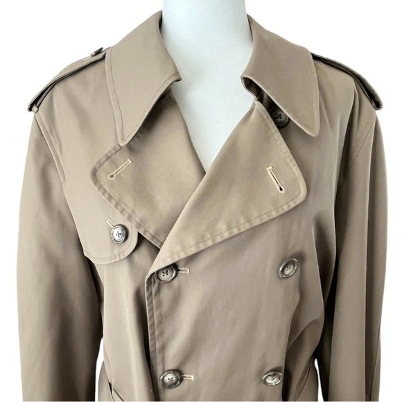 Vintage Nordstrom Mens Size 40R Khaki Tan Classic City Long Belted Trench Unisex - Picture 5 of 14
